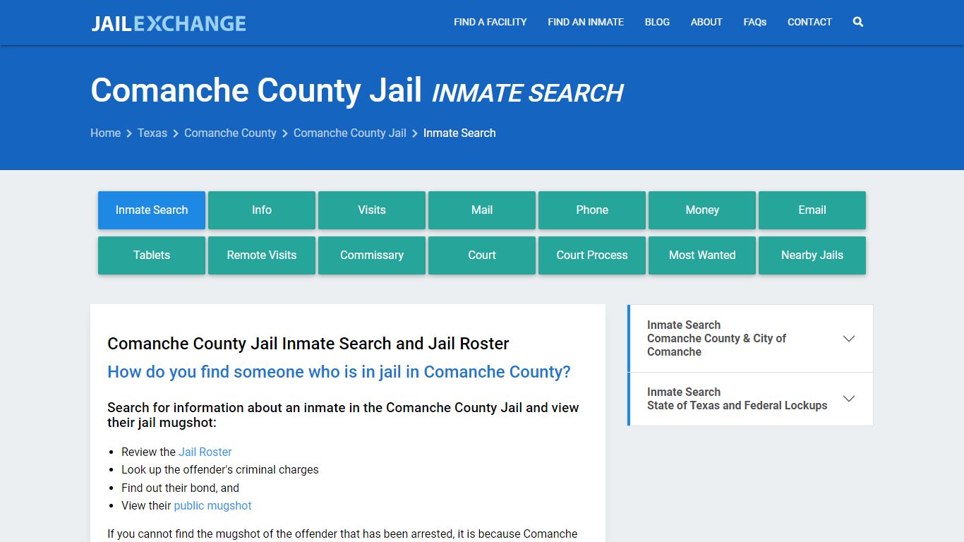 Comanche County Jail Inmate Search - Jail Exchange